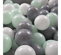 KiddyMoon 300 Bolas/6Cm Bolas Colores De Plástico para Piscina para Niños, Blanco/Gris/Menta