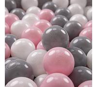 KiddyMoon 300 Bolas/6Cm Bolas Colores De Plástico para Piscina para Niños, Blanco/Gris/Rosa Claro
