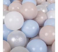KiddyMoon 300 Bolas/7Cm Bolas Colores De Plástico para Piscina para Niños, Beige Pastel/Azul Pastel/Blanco/Perla