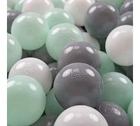 KiddyMoon 300 Bolas/7Cm Bolas Colores De Plástico para Piscina para Niños, Blanco/Gris/Menta
