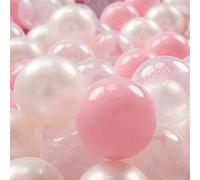 KiddyMoon 300 Bolas/7Cm Bolas Colores De Plástico para Piscina para Niños, Rosa Claro/Perla/Transparente
