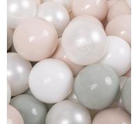 KiddyMoon 50 Bolas/7Cm Bolas Colores De Plástico para Piscina para Niños, Blanco/Perla/Beige Pastel/Gris Verde
