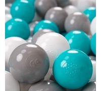 KiddyMoon 500 Bolas/6Cm Bolas Colores De Plástico para Piscina para Niños, Gris/Blanco/Turquesa