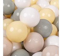 KiddyMoon 700 ∅ 7Cm Bolas Colores De Plástico para Piscina para Niños, Beigepas/Gris Verdoso/Amarillopas/Blanco