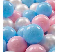 KiddyMoon 700 Bolas/7Cm Bolas Colores De Plástico para Piscina para Niños, Azul Celeste/Rosa Claro/Perla