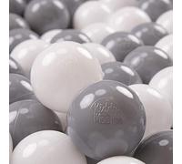 KiddyMoon 700 Bolas/7Cm Bolas Colores De Plástico para Piscina para Niños, Blanco/Gris