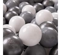 KiddyMoon 700 Bolas/7Cm Bolas Colores De Plástico para Piscina para Niños, Blanco/Gris/Plateado