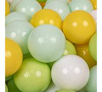 KiddyMoon 700 Bolas/7Cm Bolas Colores De Plástico para Piscina para Niños, Blanco/Menta/Verde Claro/Amarillo