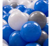KiddyMoon 700 Bolas/7Cm Bolas Colores De Plástico para Piscina para Niños, Gris/Blanco/Azul