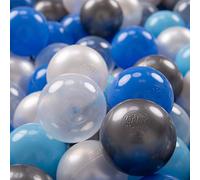 KiddyMoon 700 Bolas/7Cm Bolas Colores De Plástico para Piscina para Niños, Perla/Azul/Azul Claro/Transparente/Plateado