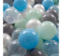KiddyMoon 700 ∅ 7Cm Bolas Colores De Plástico para Piscina para Niños, Perla/Gris/Transparente/Azul Celeste/Menta