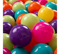 KiddyMoon 700 Bolas/7Cm Bolas Colores De Plástico para Piscina para Niños, Verdeclr/Amarillo/Turquesa/Naranja/Rosaos/Violeta