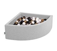 KiddyMoon 90X30cm/200 Bolas Piscina De Bolas ∅ 7Cm para Ninos Cuarto Angular Hecha En La UE, Grisclr:Blanco/Gris/Negro/Oro
