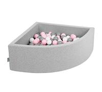 KiddyMoon 90X30cm/200 Bolas Piscina De Bolas ∅ 7Cm para Ninos Cuarto Angular Hecha En La UE, Grisclr:Blanco/Gris/Rosa Clr