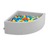 KiddyMoon 90X30cm/200 Bolas Piscina De Bolas ∅ 7Cm para Ninos Cuarto Angular Hecha En La UE, Grisclr:Verdclr/Naranj/Turques/Azul/Azulclr/Amaril