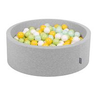 KiddyMoon 90X30cm/200 Bolas Piscina De Bolas para Ninos Hecha En La UE, Gris Clr:Blanco/Menta/Verde Claro/Amarillo