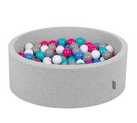 KiddyMoon 90X30cm/300 Bolas ∅ 7Cm Piscina De Bolas para Ninos Hecha En La UE, Gris Clr:Blanco/Gris/Azul/Rosa OSC/Turquesa Clr