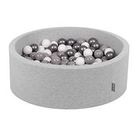 KiddyMoon 90X30cm/300 Bolas ∅ 7Cm Piscina De Bolas para Ninos Hecha En La UE, Gris Clr:Blanco/Gris/Plata