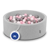 KiddyMoon 90X30cm/300 Bolas ∅ 7Cm Piscina De Bolas para Ninos Hecha En La UE, Gris Clr:Blanco/Gris/Rosa Clr