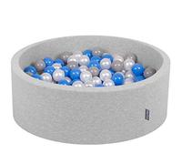 KiddyMoon 90X30cm/300 Bolas ∅ 7Cm Piscina De Bolas para Ninos Hecha En La UE, Gris Clr:Perla/Gris/Azul