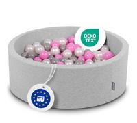 KiddyMoon 90X30cm/300 Bolas ∅ 7Cm Piscina De Bolas para Ninos Hecha En La UE, Gris Clr:Perla/Gris/Rosa