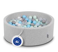 KiddyMoon 90X30cm/300 Bolas ∅ 7Cm Piscina De Bolas para Ninos Hecha En La UE, Gris Clr:Perla/Gris/Transparente/Azul Clr/Menta