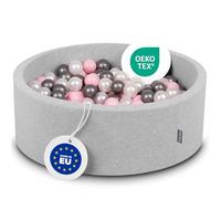 KiddyMoon 90X30cm/300 Bolas ∅ 7Cm Piscina De Bolas para Ninos Hecha En La UE, Gris Clr:Perla/Rosa Clr/Plata
