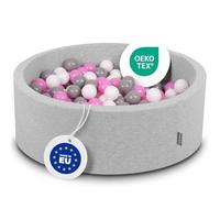 KiddyMoon 90X30cm/300 Bolas ∅ 7Cm Piscina De Bolas para Ninos Hecha En La UE, Gris Clro:Gris/Blanco/Rosa