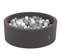 KiddyMoon 90X30cm/300 Bolas ∅ 7Cm Piscina De Bolas para Ninos Hecha En La UE, Gris Os:Blanco/Gris/Menta