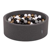 KiddyMoon 90X30cm/300 Bolas ∅ 7Cm Piscina De Bolas para Ninos Hecha En La UE, Gris Os: Blanco/Gris/Negro/Oro
