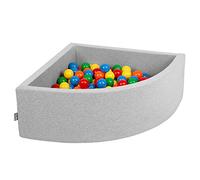 KiddyMoon 90X30cm/300 Bolas Piscina De Bolas ∅ 7Cm para Ninos Cuarto Angular Hecha En La UE, Grisclr:Amarillo/Verde/Azul/Rojo/Naranja