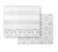 KiddyMoon Alfombra Bebe De Espuma Reversible Acolchada Tapete Para Niños Estera Para Gatear Plegable Colchoneta Infantil Jugar Con Gráficos Educativos Interior Y Exterior 180X200x1cm, Blanco-Pinguino