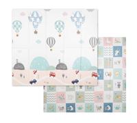 KiddyMoon Alfombra Bebe De Espuma Reversible Acolchada Tapete Para Niños Estera Para Gatear Plegable Colchoneta Infantil Jugar Con Gráficos Educativos Interior Y Exterior 180X200x1cm, Gris-Globos