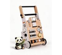 KiddyMoon Andador Madera Con Panel Sensorial Para Bebés WK-001, Blanco-Negro