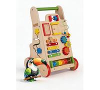 KiddyMoon Andador Madera Con Panel Sensorial Para Bebés WK-002, Multicolor
