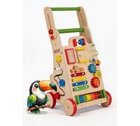 KiddyMoon Andador Madera Con Panel Sensorial Para Bebés WK-002, Multicolor