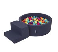 KiddyMoon Parque de Juegos de Espuma con Piscina de Bolas 90x30cm y Peldaños 200 Bolas 7cm para Bebés y Niños - Azul Oscuro: Verde Claro Amarillo Turquesa Naranja Rosa Oscuro Violeta
