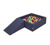 KiddyMoon Parque Infantil De Espuma con Cuadrada Piscina De Bolas (200 Bolas) para Niños, Azul Marino:Verdeclr/Amari/Turq/Naran/Rosaos/Morad