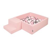 KiddyMoon Parque Infantil De Espuma con Cuadrada Piscina De Bolas (200 Bolas) para Niños, Rosa:Blanco/Gris/Rosa Claro