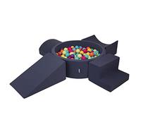 KiddyMoon Parque Infantil De Espuma con Rodondo Piscina De Bolas (200 Bolas) para Niños, Azul Marino:Verdeclr/Amari/Turq/Naran/Rosaos/Morad