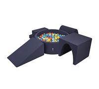 KiddyMoon Parque Infantil De Espuma con Rodondo Piscina De Bolas (200 Bolas) para Niños, Azul Marino:Verdeclr/Naran/Turq/Azul/Azulclr/Amari