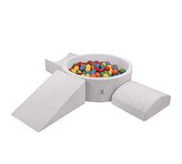 KiddyMoon Parque Infantil De Espuma con Rodondo Piscina De Bolas (200 Bolas) para Niños, Gris Claro: Amarillo/Verde/Azul/Rojo/Naranja
