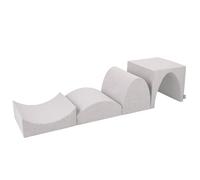 KiddyMoon Parque Terciopelo Infantil De Espuma para Niños Elemento Colina/Túnel/Rampa/Semicilindro, Gris Claro