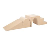 KiddyMoon Parque Terciopelo Infantil De Espuma para Niños Elemento Cuna/Colina/Túnel/Escalones, Beige De Arena