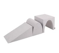 KiddyMoon Parque Terciopelo Infantil De Espuma para Niños Elemento Cuna/Colina/Túnel, Gris Claro