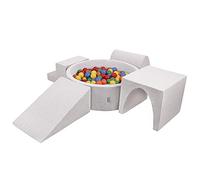 KiddyMoon Parque Tnfantil De Espuma con Rodondo Piscina De Bolas (200 Bolas) para Niños, Gris Claro: Amarillo/Verde/Azul/Rojo/Naranja