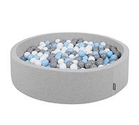 KiddyMoon Piscina De Bolas 120X30cm/1000 Bolas Redondo Grande para Ninos,Hecha En La UE, Gris Claro:Gris/Blanco/Azul Claro