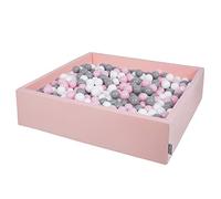 KiddyMoon Piscina De Bolas 120X30cm/200 Bolas El Cuadrado Grande para Ninos,Hecha En La UE, Rosa: Blanco/Gris/Rosa Claro