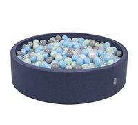 KiddyMoon Piscina De Bolas 120X30cm/200 Bolas Redondo Grande para Ninos,Hecha En La UE, Azul Marino:Perla/Gris/Transparent/Babyblue/Menta
