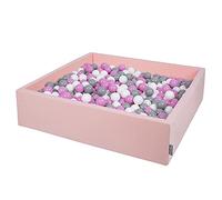KiddyMoon Piscina De Bolas 120X30cm/300 Bolas El Cuadrado Grande para Ninos,Hecha En La UE, Rosa:Gris/Blanco/Rosa